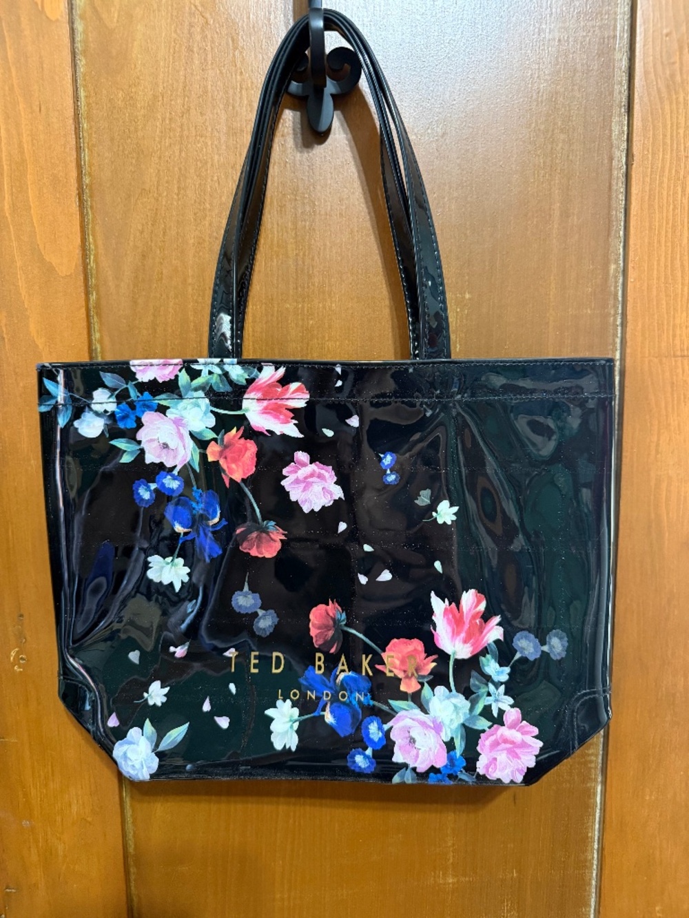 Ted Baker Medium Glitter Flowered Black Tote